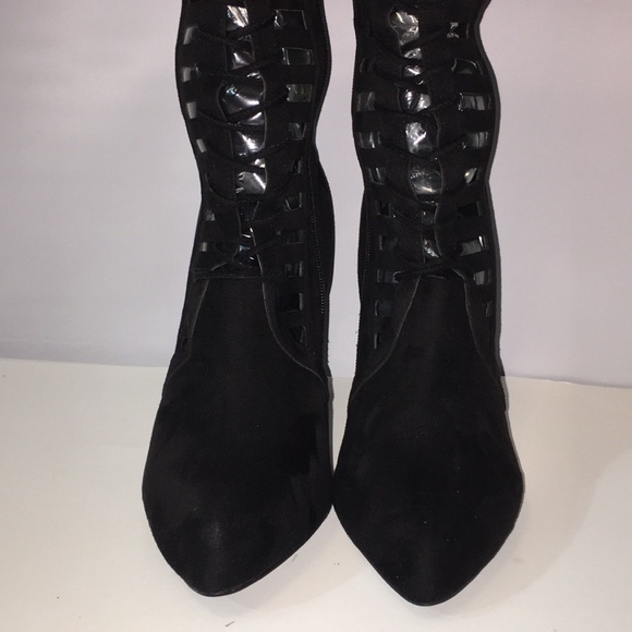 Lane Bryant Black Cutout LaceUp Over Knee Boot - Picture 5 of 13